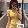 Xale Falso Duas Peças Estilo Francês Cor Sólida Malha de Seda Gelada Manga Curta para Mulheres, Design de Verão, Top Curto Slim Fit de Nicho