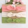 Nueva diadema de tres piezas europea y americana más vendida, diadema para niños con lazo estampado liso y orejas de conejo.