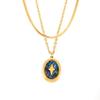 Francês Cross-border Cross Light Oval Colorido Real Shell Pingente Titanium Aço Banhado a Ouro Colar Nicho Jóias Elegantes