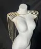 Joyería transfronteriza europea y americana personalizada cadena larga con borla hombro cadena para el cuello creativa lentejuelas collar en forma de U cadena para el cuerpo para mujer