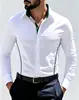 Comercio Exterior Amazon Ropa Nueva para Hombre Bloque de Color Cuello Triángulo Manga Larga Camisa Talla Europea Moda Juvenil Casual Camisa Sencilla