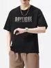 Camiseta de Verano de Manga Corta Transfronteriza para Hombre, Ins Tendencia Estampado de Letras Cuello Redondo Deportiva Casual Holgada de Media Manga para Hombre