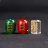Ágata Verde y Rojo Natural Sellado en Oro Tres en Uno Abalorios de Barril Armoniosos Accesorios para la Riqueza, la Suerte y el Destino, Abalorios de Tambor de Calcedonia al por Mayor