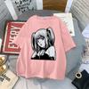 2023 Nueva llegada europea y americana camiseta de manga corta con nota de caricatura para mujer top de verano moda ins