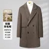 Outono e Inverno 2024 Novo Casaco Masculino de Lã Dupla Face Comprimento Médio Dupla Face Casaco de Lã de Alpaca Casaco Masculino