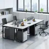 Combinação de Mesa e Cadeira de Escritório Mesa para Funcionários Mobiliário de Escritório Moderno Minimalista Posição para Quatro Pessoas Mesa com Divisória para Funcionários Mesa para Computador