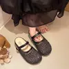 Pantuflas de Malla con Punta Abierta para Mujer, Nuevo Estilo Verano 2026, Mules Transpirables con Tira Única, Sandalias Tejidas Huecas