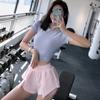 Camiseta Esportiva Feminina Stretch Justa Modeladora de Corpo Curta Ombligo Roupas de Yoga Top Secagem Rápida Corrida Treinamento Fitness Manga Curta
