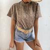 Estación Independiente de Amazon Transfronterizo Verano Europeo y Americano Francés Top Diseño de Manga Corta Nicho Moda Camisa Estampado Leopardo