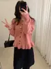 Suéter Suave y Dulce Estilo Coreano para Mujeres Menudas, Versátil y Lindo, con Bordes Fruncidos, Cárdigan Tejido para Primavera y Otoño