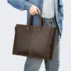 Bolsa Transversal Masculina Vintage para Notebook Couro Genuíno Bolsa de Ombro Couro Crazy Horse Pasta Masculina
