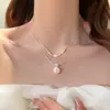 Colar de Pérolas Dupla Camada com Zircônia Prateado para Mulheres, Corrente de Clavícula com Design de Luxo Leve de Nicho, Acessório Elegante