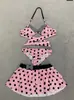 Nuevo Milenio Estampado de Lunares Fresco Sexy Europeo y Americano Verano Playa Vacaciones Cuello Halter Conjunto de Bikini para Mujer