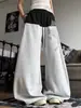 Street Americano Año del Caballo Tachuelas Cuadradas Pedrería Pantalones Cálidos Hombres y Mujeres Sentido del Diseño Bloque de Color Baile Sueltos Deportivos Scimitar Pantalones de Pierna Ancha