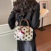 Bolsa de Nylon com Bolinhas de Design de Nicho Estilo Coreano, Versátil para o Trabalho e Uso Casual, Bolsa Quadrada Pequena Feminina, Bolsa de Mão e Bolsa Transversal