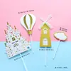 Copyright Adornos de Pastel Horneado Decoración de Cumpleaños Castillo Princesa Príncipe Globo Nube Tarjeta Bandera Enchufe