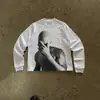Camiseta de manga larga con cuello redondo Y2K estampada personalizada DIY estilo europeo y americano, top vintage estilo callejero, holgada y sencilla, venta al por mayor