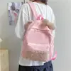 Mochila feminina estilo ins japonês com orelhas fofas, design único, mochila escolar para estudantes com decoração de laço, mochila estilosa