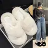 Pantuflas Cruzadas de Pelo Mao para Mujer Ropa de Exterior 2023 Nuevo Estilo Coreano Ins Zapatos de Moda Otoño e Invierno Cálidas para el Hogar Pantuflas de Algodón para el Hogar