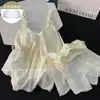 Pijama Camisola Floral de Algodão 2026 com Bojo para Meninas, Conjunto para Casa Estilo Princesa de Verão, Pode Ser Usado ao Ar Livre