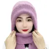 Gorro y Bufanda de Otoño e Invierno Todo en Uno Nuevo Terciopelo de Ardilla Gorro de Nieve Más Lana Felpa Gorro de Punto para Mujer Protección de Orejas Venta al por Mayor