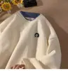 Nuevo Suéter de Moda Marca Estilo Coreano Falso Dos Piezas para Hombres y Mujeres con Cuello Redondo Pulóver Holgado Combinación Perfecta Color de Contraste Suéter Ins