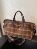 Bolsa de Viagem Portátil para Curta Distância para Mulheres, Grande Capacidade, Novo Modelo 2026, Bolsa de Bagagem para Viagem de Negócios, Tecido Xadrez, Bolsa de Ombro Único para o Dia a Dia