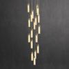Novo Lustre Longo para Escada Estilo Chinês Moderno Simples Edifício Central Andar Intermediário Hotel Villa Hall Cobre Puro Lustre de Pedra