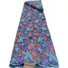 Tela de malla bordada con lentejuelas y cuentas florales multicolor, tela para vestido de alta resistencia, material para accesorios bordado a mano