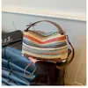 Bolsa Estilo Preguiçoso e Relaxado 2026 Verão Nova Bolsa de Palha para Férias na Praia Ombro Único Grande Capacidade Bolsa de Palha Tecida para Praia