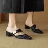 2026 Estilo Nuevo Elegantes Mocasines de Tacón Medio Cerrados Estilo Francés para Mujer, Mocasines de Verano Mary Jane sin Cierre