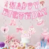 Nuevo colgante de decoración de fiesta con temática de ballet rosa, pancarta de cumpleaños de niña mariposa rosa, suministros de decoración para fiestas
