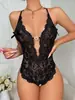 Lingerie Erótica Europeia e Americana Decote Profundo Sem Entrepernas Não Precisa Tirar Body Sexy Pijama Tamanho Plus AliExpress Atacado Feminino Transparente 10025