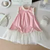 2026 Nuevo Estilo de Verano Estilo Coreano Vestido de Malla sin Mangas para Niñas Vestido de Princesa Lindo y Elegante para Niñas 24303