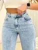 Temu Amazon Venda Quente Transfronteiriça Outono Alta Qualidade Europeu e Americano Nova Tendência Jeans Reto Casual para Mulheres