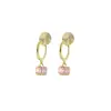 Aretes Cuadrados de Zirconia Rosa, Lujo Accesible y Aretes de Gama Alta, Aretes, Aretes Integrados con Disco Repelente de Mosquitos, Sin Perforaciones