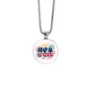 Collar Colgante de Luna Plateada Estilo Europeo y Americano con Diseño de Cabeza de Águila Bandera Americana, Cadena de Suéter de Moda, Superventas Transfronterizo