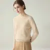 Novo Suéter de Malha Gola Redonda 100% Caxemira Outono/Inverno 2026 para Mulheres, Suéter Pulôver de Corte Justo, Camada Base
