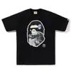 Marca de Moda de Verano Comercio Exterior Transfronterizo Cabeza de Mono Bape Manga Corta 260g Unisex Holgado Dibujos Animados Top de Media Manga Camiseta