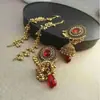 Pendientes de Borla con Cascabel de Piedras Preciosas Transfronterizos Indios para Mujer, Estilo de Lujo Accesible, Pendientes Largos Exagerados de Oro con Pedrería Retro de Palacio