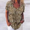 Camiseta nueva de fábrica directa para dama con cuello en V, verano, manga corta, top para hombre, estampado 3D, cuello redondo, casual, patrón de leopardo