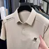 2025 Novo Estilo Camisa Polo Manga Curta com Gola Camiseta Masculina Verão Camiseta de Seda Gelada Top Masculino Moda Tendência Estampa