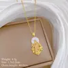 [Aço Titânio] Concha Flor Retrato Luz Luxo Luxuoso Colar Totalmente Diamantado Feminino Mais Fácil de Combinar Corrente para Clavícula Corrente de Aço Titânio