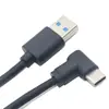 Cable de datos de carga tipo C a USB 3.0 con codo chapado en oro, puerto C, cable de datos de disco duro tipo C en ángulo recto de 90 grados