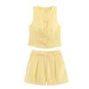 Aliexpress Venta al por mayor de ropa europea y americana transfronteriza de moda Za Nueva primavera temprana Elegante conjunto de chaleco sin mangas y shorts