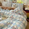 Amigable con la piel [Inspeccionado de Calidad] Invierno Engrosado Leche Polar Ins Juego de Cuatro Piezas Ropa de Cama Clase A Juego de Tres Piezas Funda Nórdica