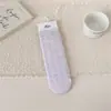 Calcetines Morados de Taro con Volantes Florales Otoño Invierno Encaje Cuadros Oso de Dibujos Animados Calcetines para Mujer Chica Japonesa de Media Pantorrilla Algodón