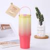 Copo de Carro Transfronteiriço 30oz Grande Capacidade Copo com Canudo Duplo Portátil Copo Térmico para Gelo Copo de Água Esportivo Cor Gradiente