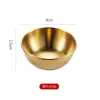 Prato pequeno redondo de aço inoxidável, prato dourado para molho e temperos, prato de molho de soja para cozinha doméstica e restaurante, prato de molho para mergulhar estilo japonês