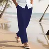 Calças Longas Masculinas 2025 Calças de Praia de Verão Cordão Cintura Elástica Reta Cor Sólida Confortável Moda Diária Streetwear